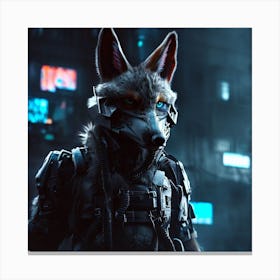 Cyberpunk dog Canvas Print