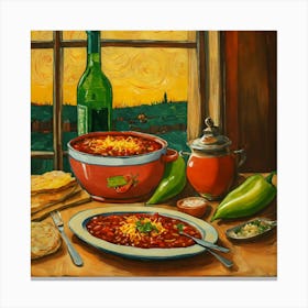 Draw A Chili Character Having Dinner As It Was Pai (1) Canvas Print