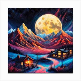 Full Moon In The Mountains Canvas Print