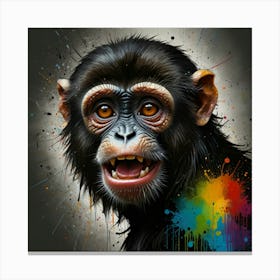 Leonardo Lightning Xl Watercolor Art A Painting Of An Monkey W 3 Canvas Print