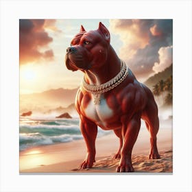 Dog On The Beach Canvas Print