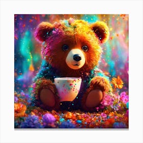 Teddy Bear With Cup Canvas Print