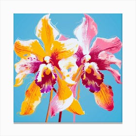 Andy Warhol Style Pop Art Flowers Orchid 2 Square Canvas Print