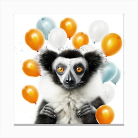 Lemur With Balloons 4 Canvas Print