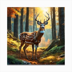 Deer In The Forest 136 Canvas Print