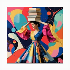 Flowing Garments and Book Balancing Art Canvas Print