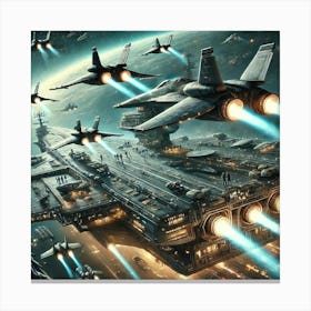 Tempest Class Carrier Launching Fighter Squadron Converted Canvas Print