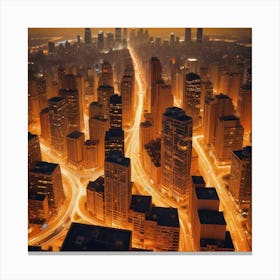 Cityscape At Night 11 Canvas Print