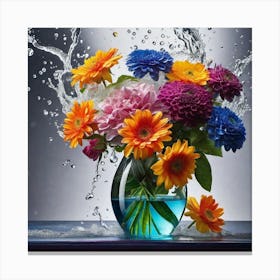 Water Splashing Flowers 12 Canvas Print