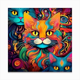 Psychedelic Cat Portrait 1 Canvas Print