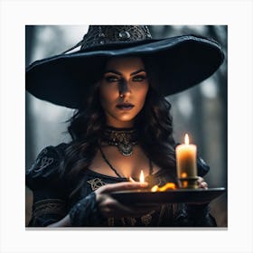 Witch Holding A Candle Canvas Print