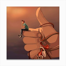 Man Holding A Person Canvas Print