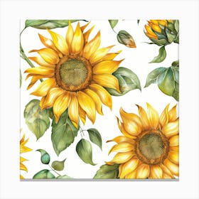 Sunflowers Watercolor Canvas Print