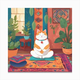 Cat Meditating Canvas Print