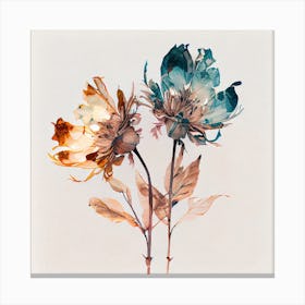 Abstract Double Exposure Watercolor Dry Flower Digital Illustration2 Canvas Print