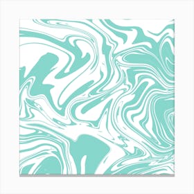 Liquid Contemporary Abstract Light Teal and White Swirls - Retro Liquid Swirl Lava Lamp Pattern Canvas Print