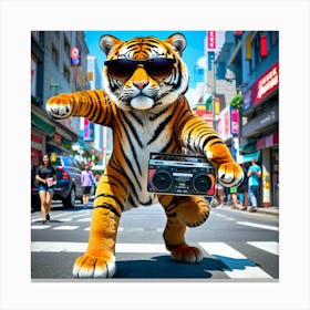 Tiger With Boombox Canvas Print