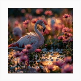 Flamingo At Sunrise Canvas Print