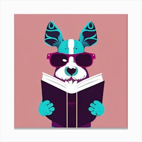 Dog Reading A Book Canvas Print