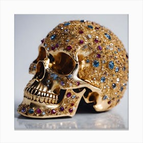 Golden Skull Jewel Encrusted 4 Canvas Print