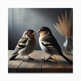 Firefly A Modern Illustration Of 2 Beautiful Sparrows Together In Neutral Colors Of Taupe, Gray, Tan 2023 11 23t012939 Canvas Print
