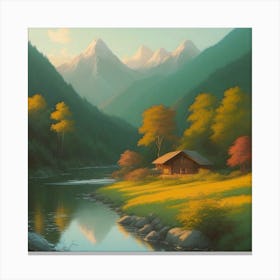 Cabin By The River Canvas Print