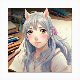 Anime Girl Drawing Canvas Print