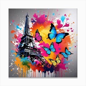 Paris Butterfly Painting Canvas Print