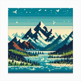 Mountain Landscape Cross Stitch Canvas Print