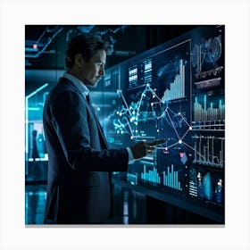 An Intricate Complex Illustration Revealing Data Statistics And Analysis Set Against A Backdrop Wi (2) Canvas Print