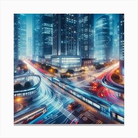 Shanghai City At Night Canvas Print