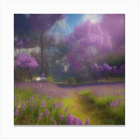Lavender Purple Flowers Field Canvas Print