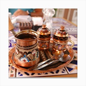 Coffee And Tea In Turkish Cafe Canvas Print