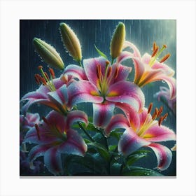 Lily In The Rain Canvas Print