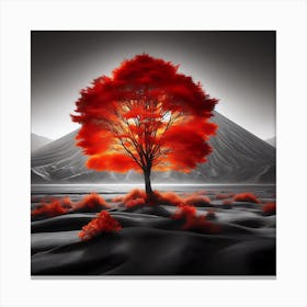 Red Tree In The Desert Canvas Print