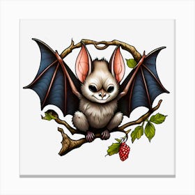 Bat On A Branch Canvas Print