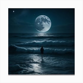 Full Moon In The Ocean Canvas Print