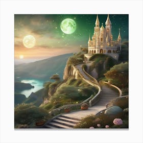 Fairytale Castle At Night 5 Canvas Print