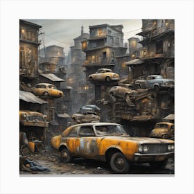 Cars In The City Canvas Print