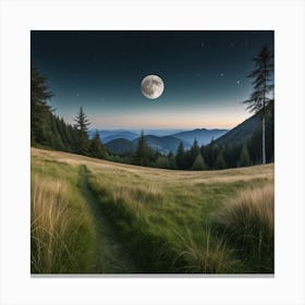 Moonlight In The Mountains Canvas Print