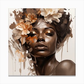 Black Woman With Flowers 10 Canvas Print