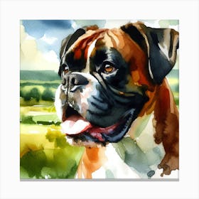 Boxer Dog Watercolor Painting Canvas Print