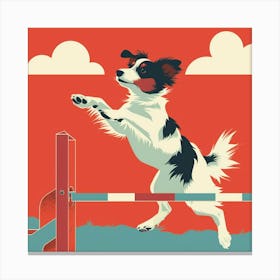 Dog Jumping Over An Obstacle 1 Canvas Print