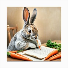 Rabbit Writing 8 Canvas Print