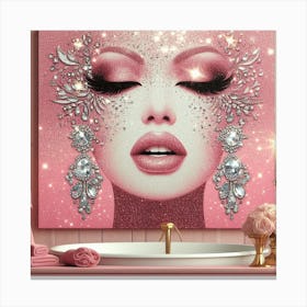 Glamorous glitter Bathroom 2pink Canvas Print