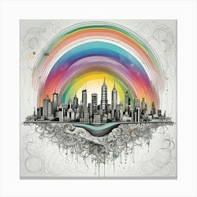 Rainbow City Skyline 8 Canvas Print