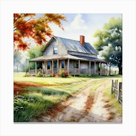 Watercolor Rustic Farm House Studio Photography Complex Details High Detail Canvas Print