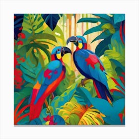 Fauvism Tropical Birds in the Jungle Parrots In The Jungle 1 Canvas Print