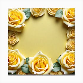 Yellow Roses On Yellow Background 1 Canvas Print