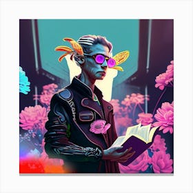 Man With Glasses And Flowers Canvas Print